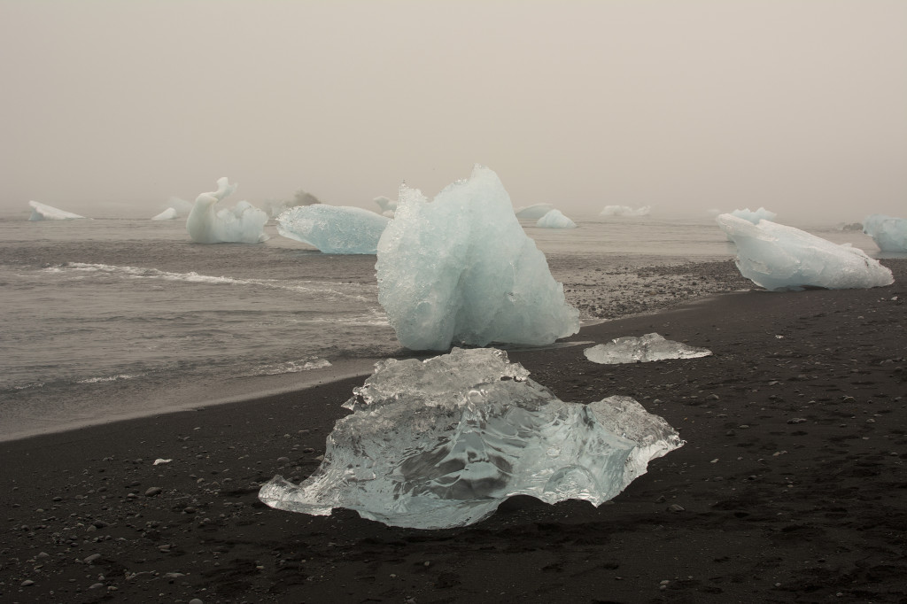 Black sand and ice