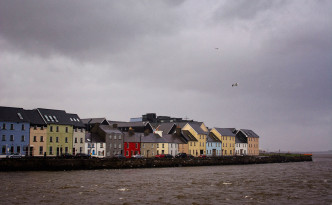 Colourful homes line the waterfront
